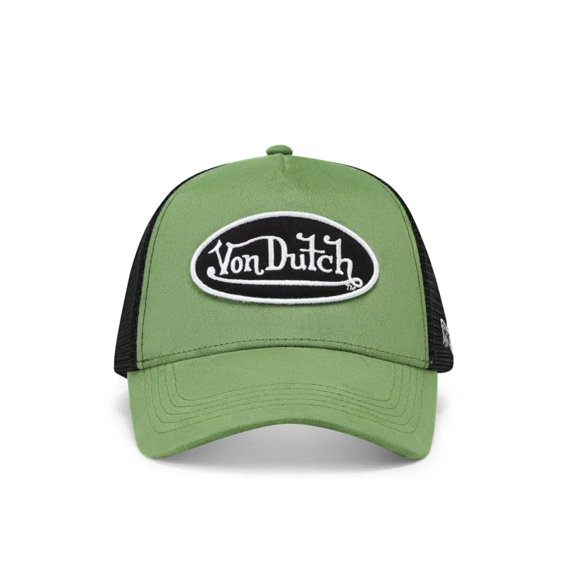 Suede Trucker Hat - Green and Black made by Von Dutch