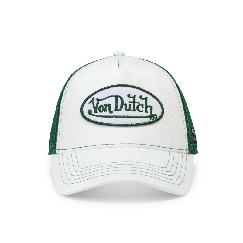Suede Trucker Hat - White and Green made by Von Dutch
