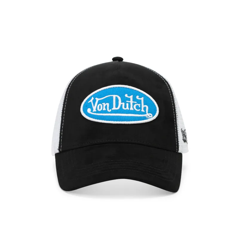 Suede Trucker Hat - Black and Blue made by Von Dutch