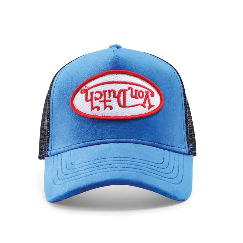 Electric Blue Velvet Trucker Hat made by Von Dutch