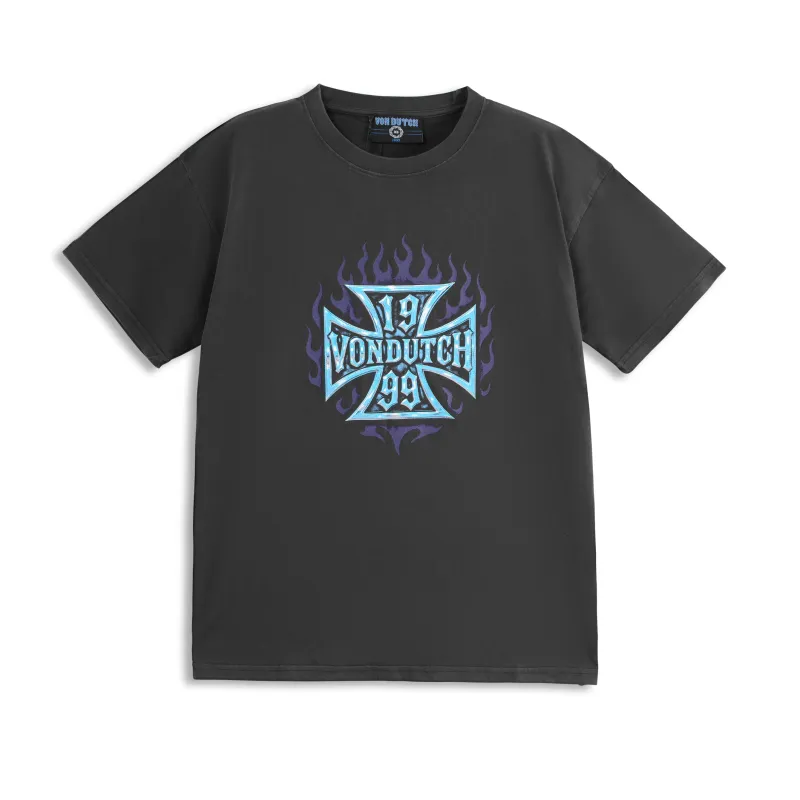 Chopper Cross Flames Tee - Black made by Von Dutch