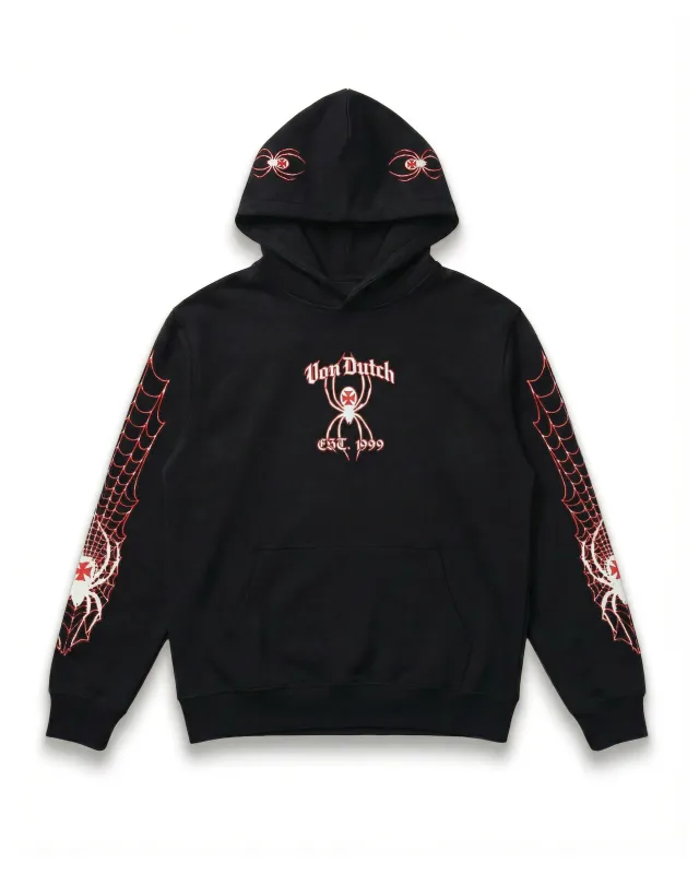 SPIDER CREST HOODIE - BLACK & RED made by Von Dutch