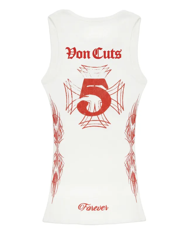 Von Dutch x Raw Cuts "Five" Tank Top - White made by Von Dutch