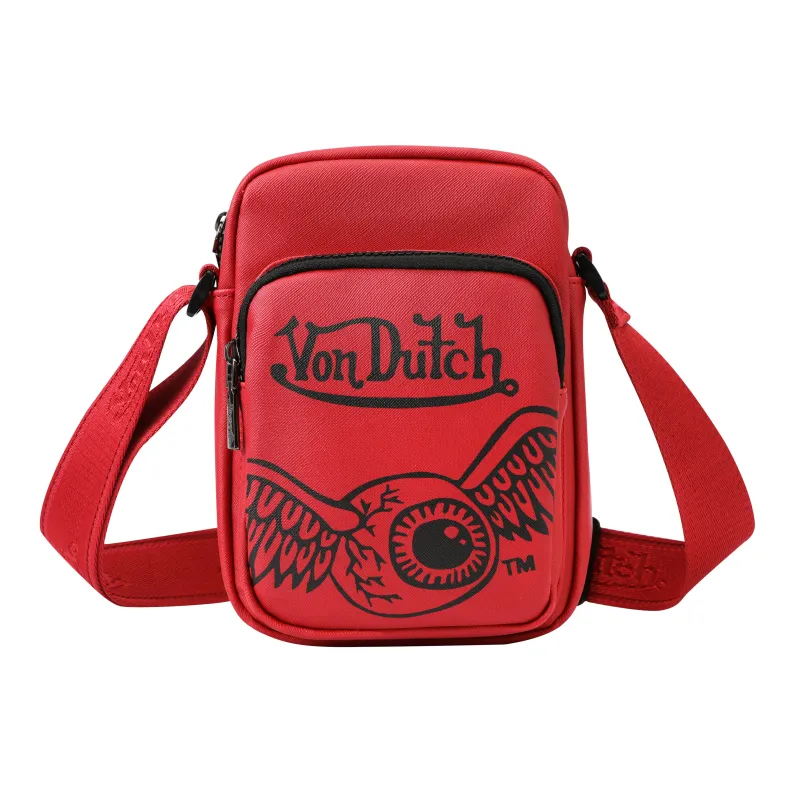 Men's Flying Eye Crossbody Bag - Red made by Von Dutch