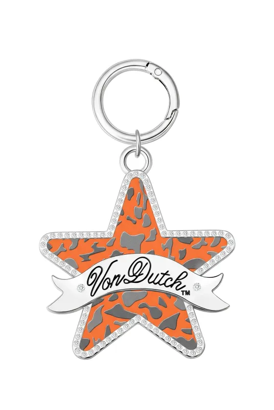 STAR KEYCHAIN - ORANGE CAMO made by Von Dutch