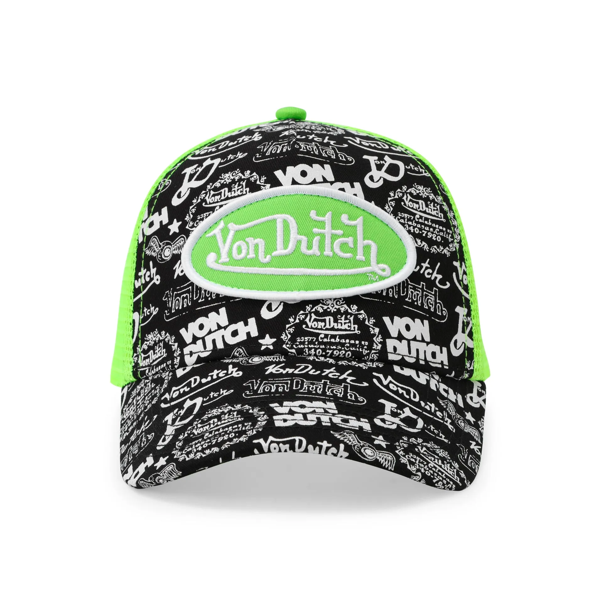Logo Stamp Trucker Hat - Black and Green sold by Von Dutch