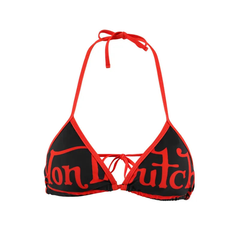 TWO TONE BIKINI TOP - BLACK RED made by Von Dutch