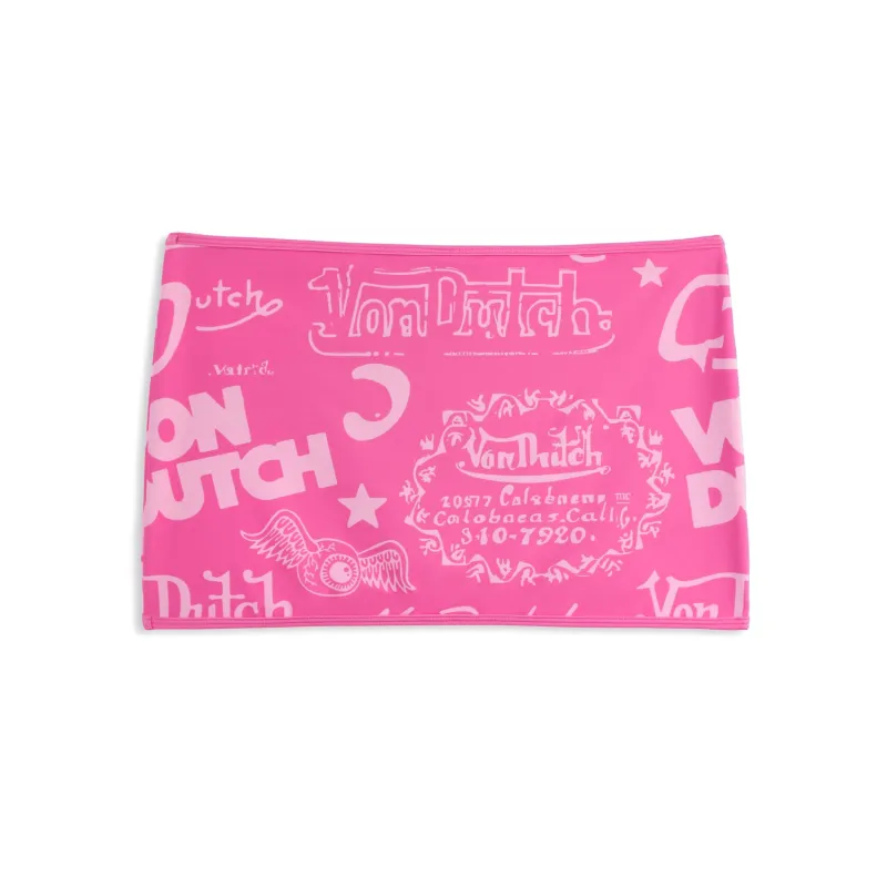 TUBE SKIRT - HOT PINK ALL OVER PRINT made by Von Dutch