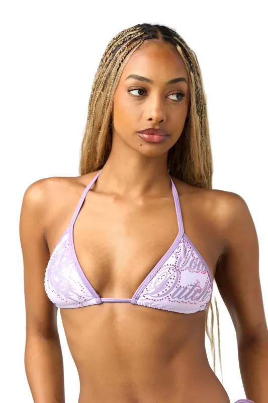 RHINESTONE BIKINI TOP - LAVENDER made by Von Dutch