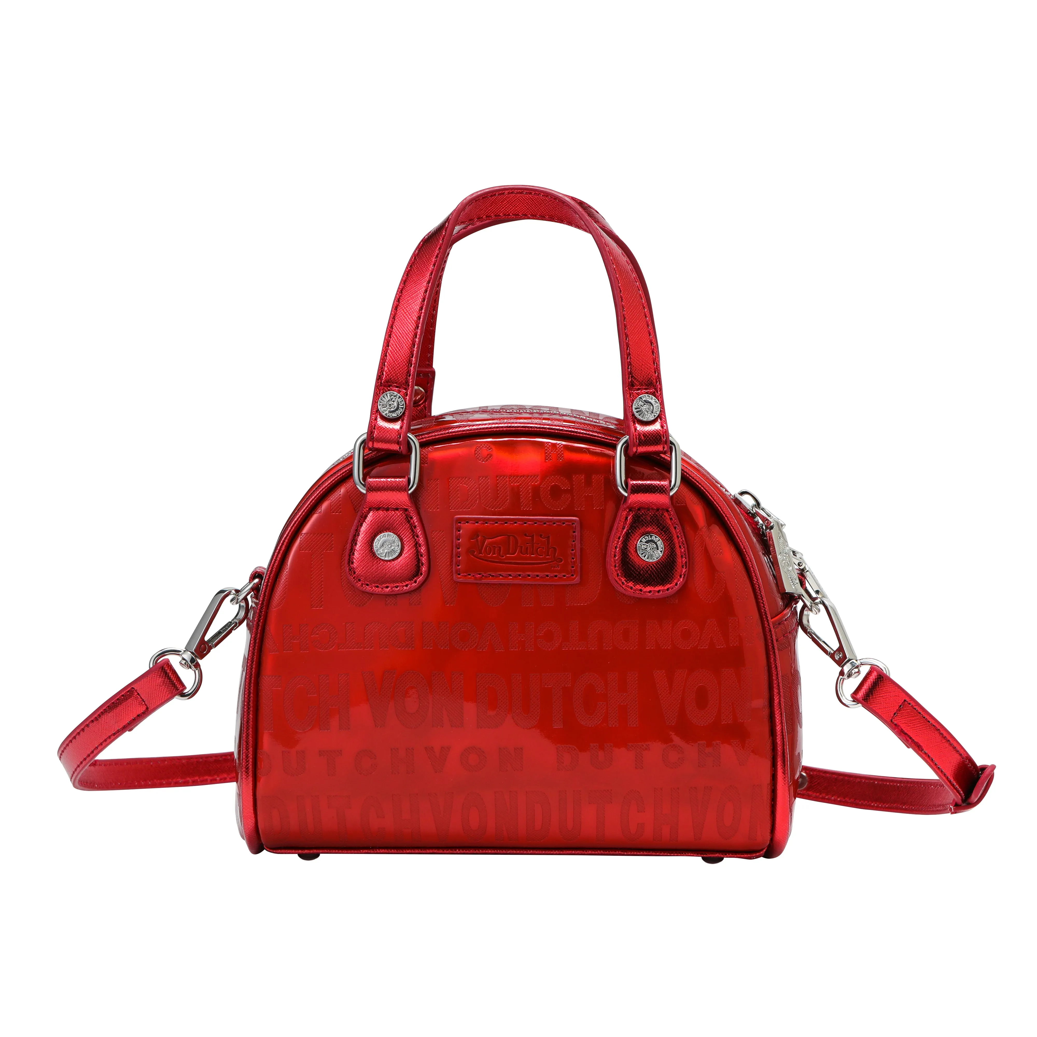 Metallic Red Reflective Bowling Bag sold by Von Dutch