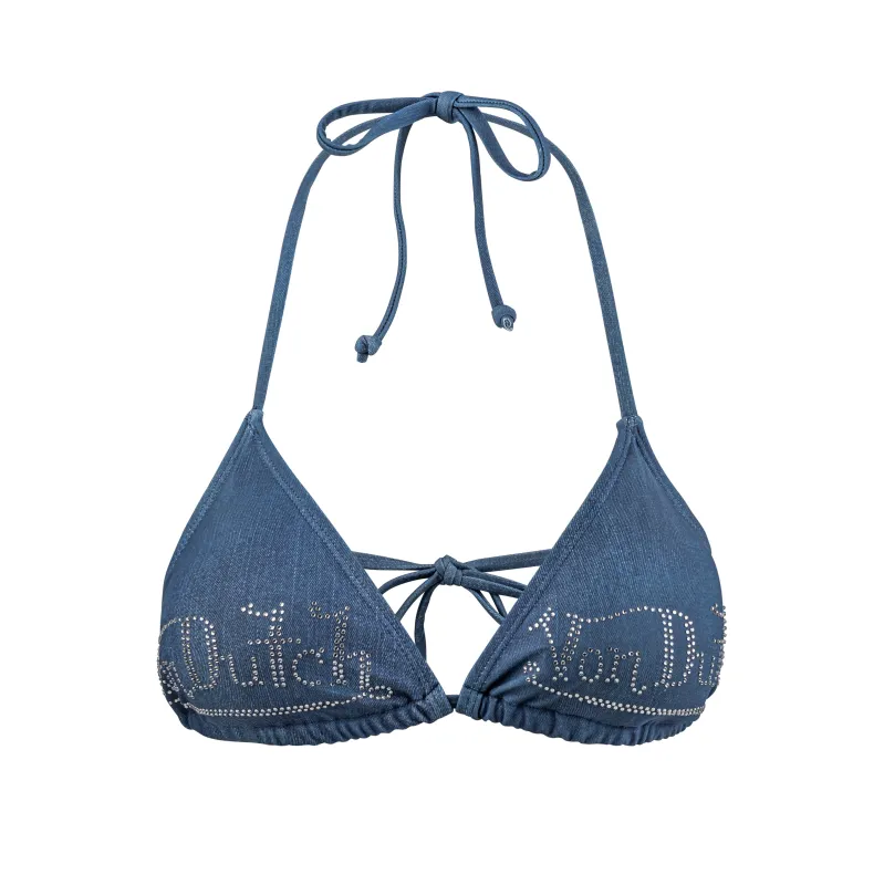 TWO TONE BIKINI TOP - DARK DENIM made by Von Dutch