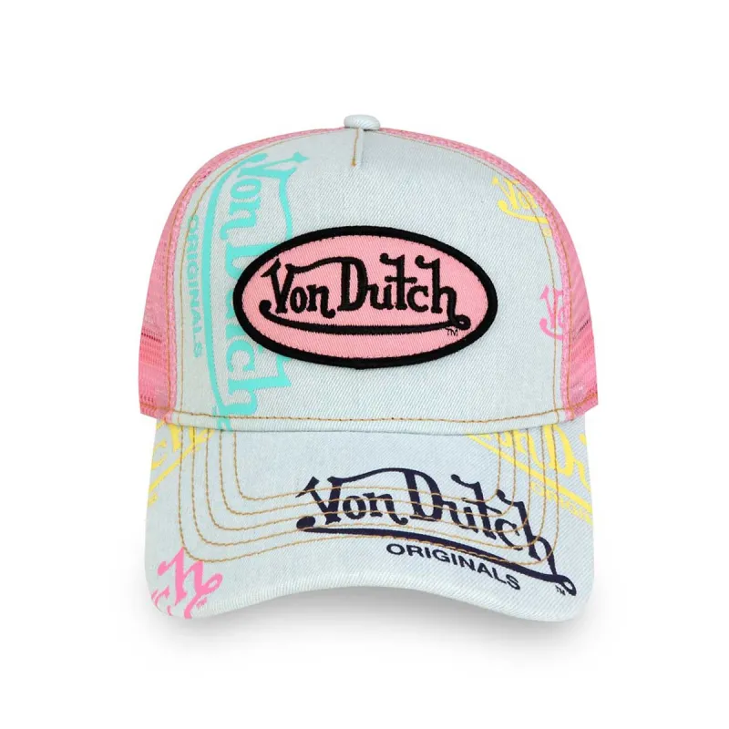 Light Denim Pink Logo Trucker Hat sold by Von Dutch