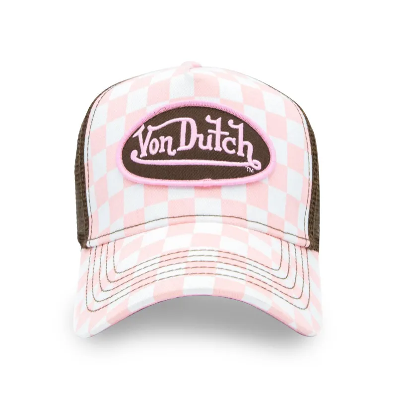 PINK/WHITE CHECKER TRUCKER made by Von Dutch