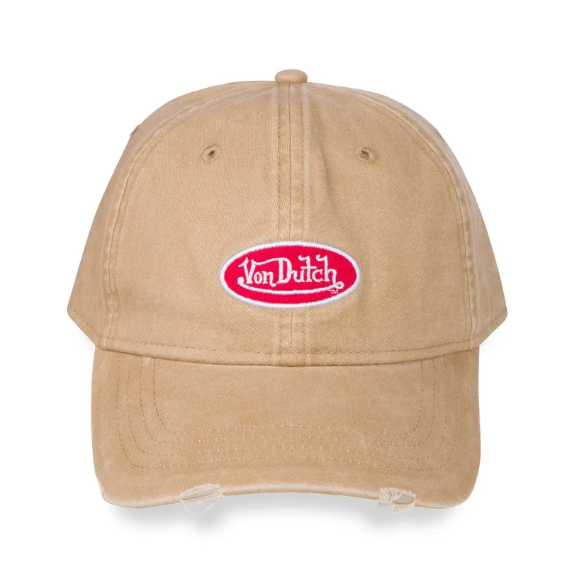 Distressed Tan Dad Hat made by Von Dutch