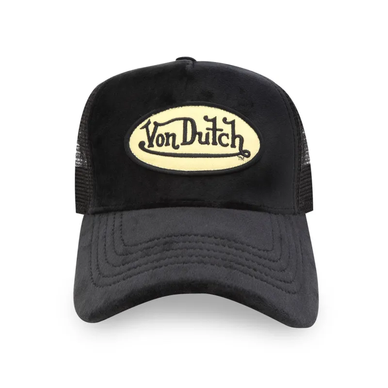 Von Dutch Black Velvet Trucker Hat sold by Von Dutch