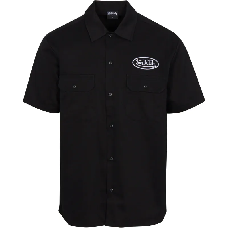 Mens Black Mechanic Tee White Patch sold by Von Dutch