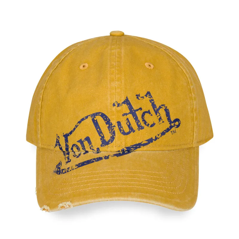 Mustard Distressed Dad Hat made by Von Dutch