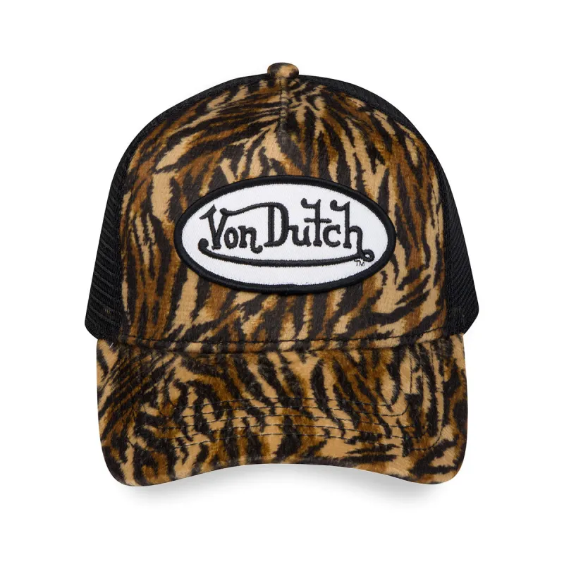 Tiger Stripe Velvet Trucker Hat sold by Von Dutch