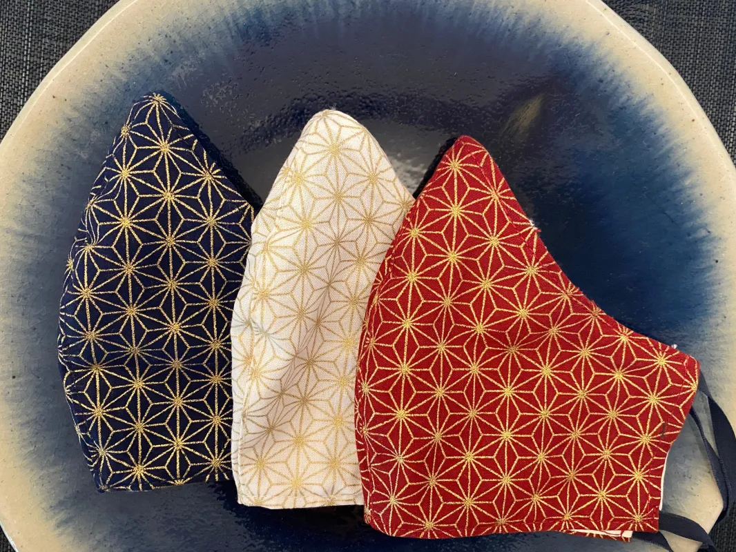 A Set of 3 Japanese Cotton Masks (Asanoha) sold by VPL