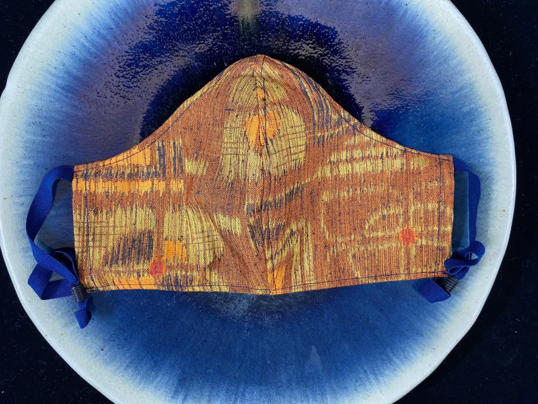 Japanese Vintage Kimono Mask (Kaki Kasuri) sold by VPL