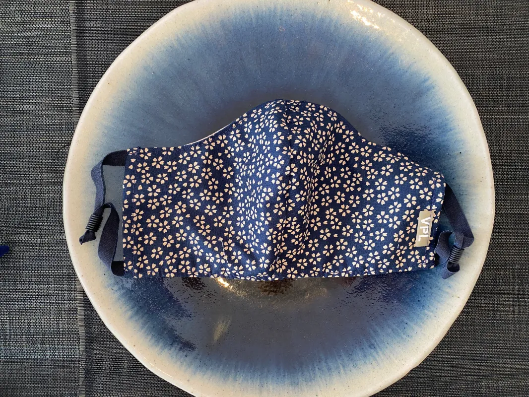 Japanese Cotton Mask (Navy Sakura) sold by VPL