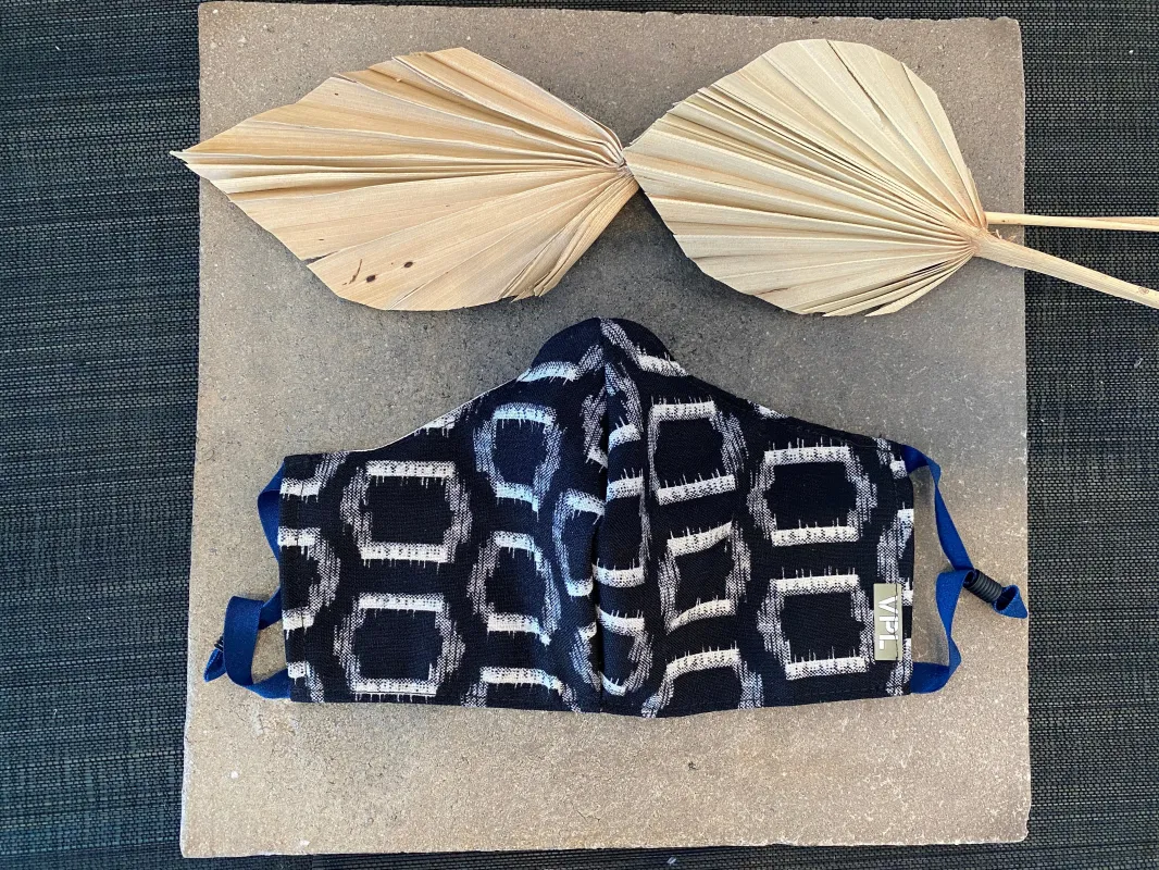 Japanese Vintage Kasuri Mask (Black O-Maru) sold by VPL