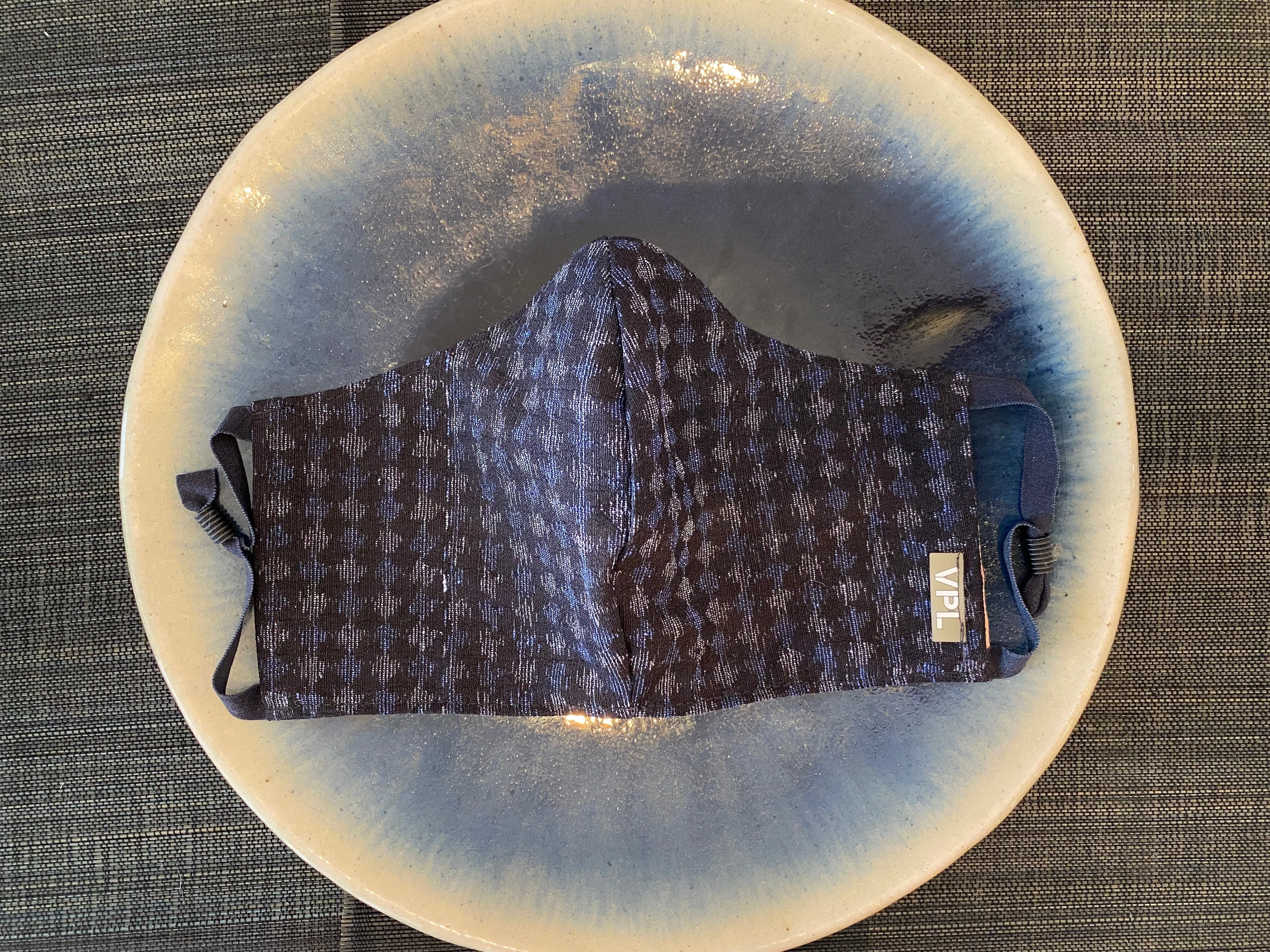 Japanese Vintage Kasuri Mask (Ao Shiro Maru) sold by VPL