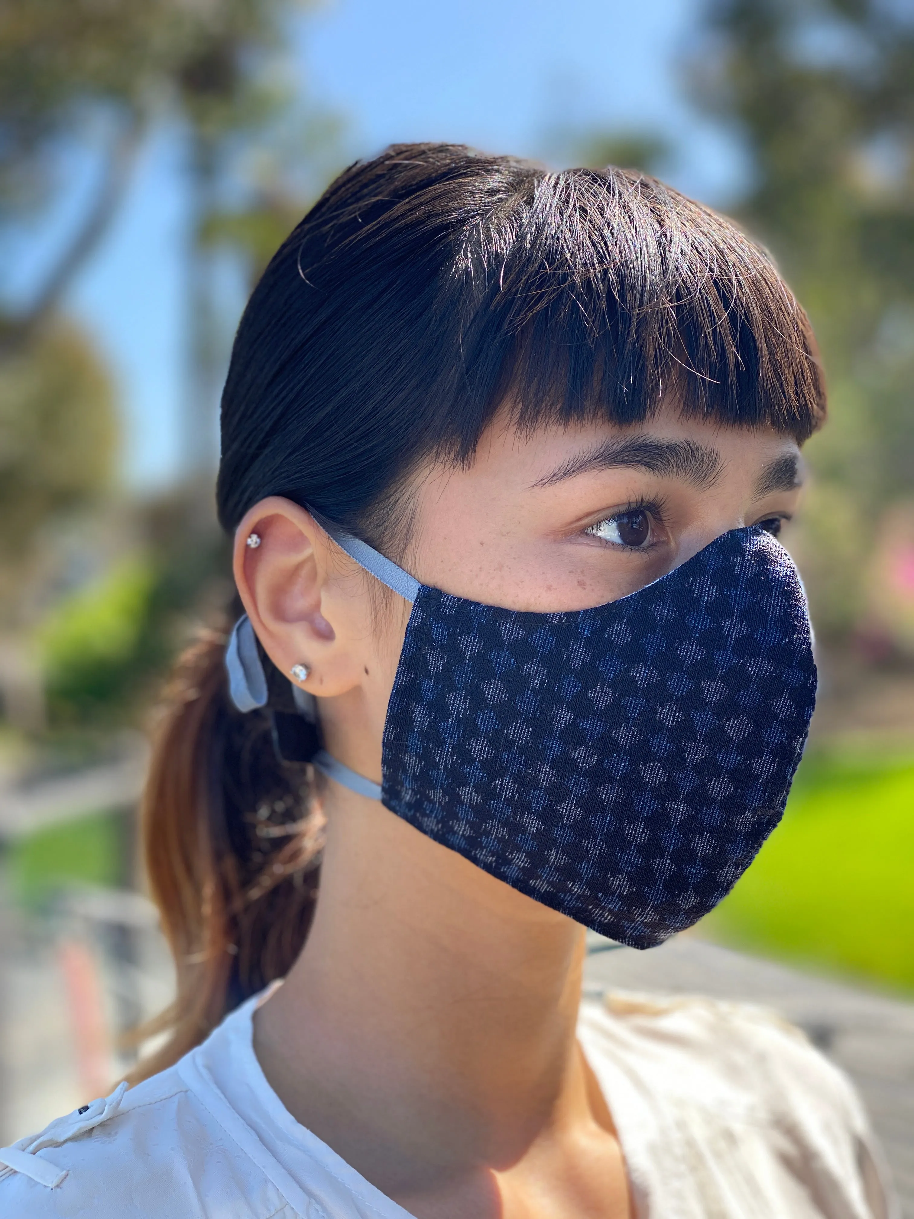 Japanese Vintage Kasuri Mask (Ao Shiro Maru) sold by VPL product image thumbnail 4