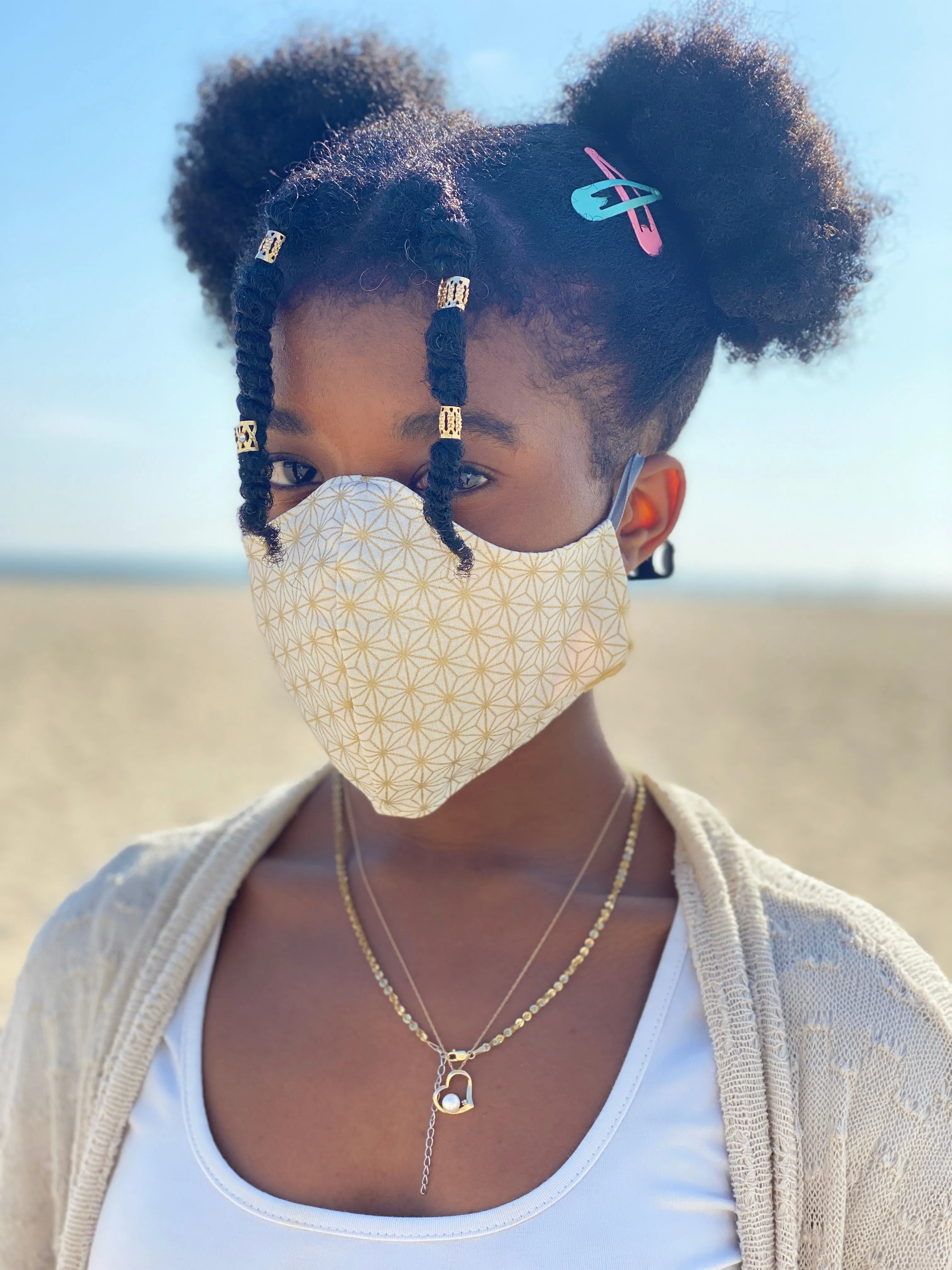 Japanese Cotton Mask (White Gold Asanoha) sold by VPL product image thumbnail 3