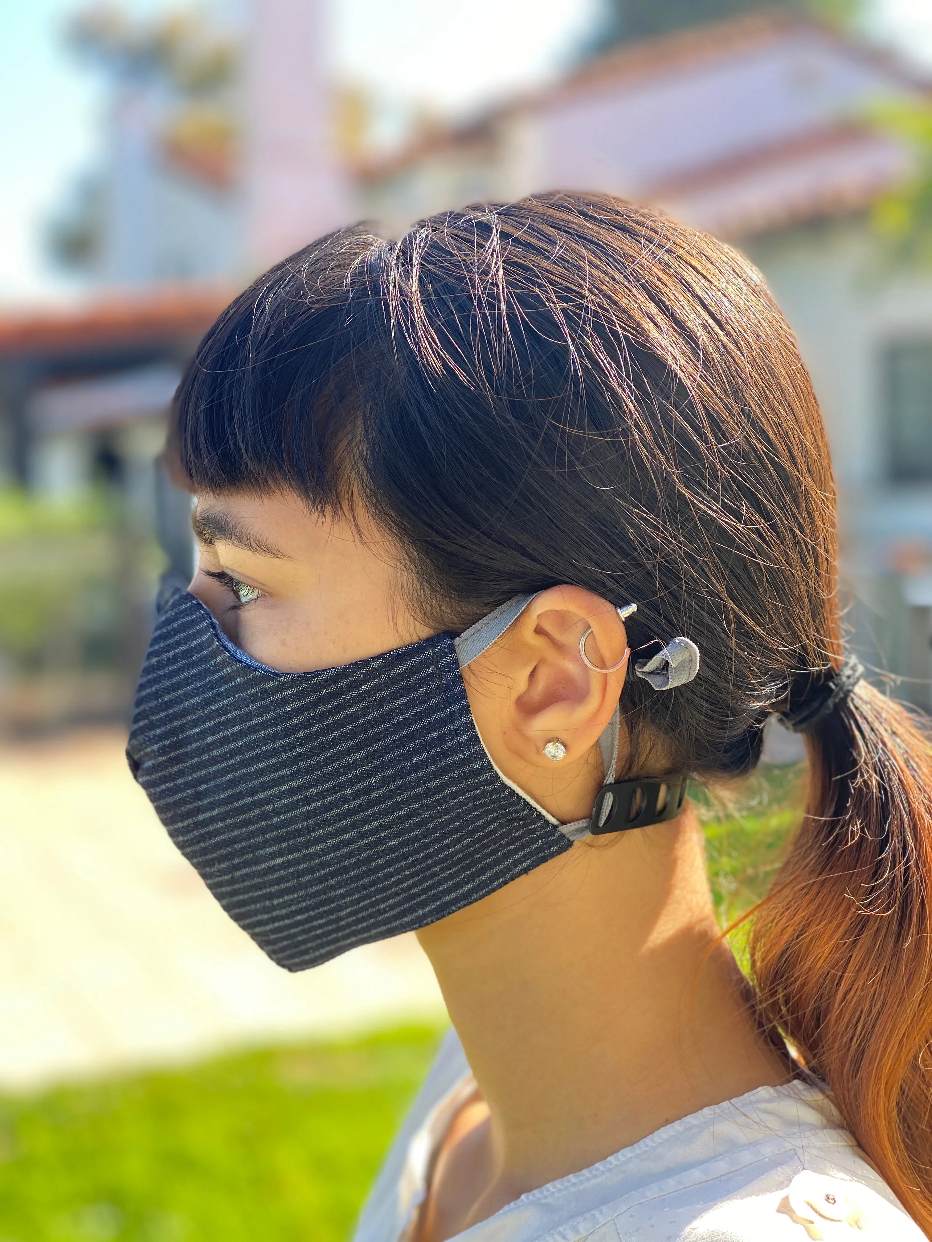 Back to Work Japanese Dark Stripe Denim Masks sold by VPL product image thumbnail 4