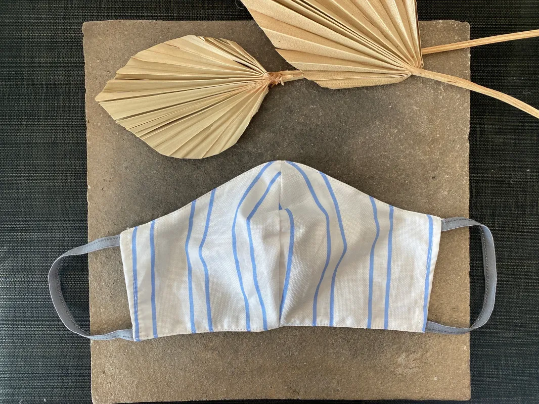 Back to Work Light Blue Stripe Masks sold by VPL