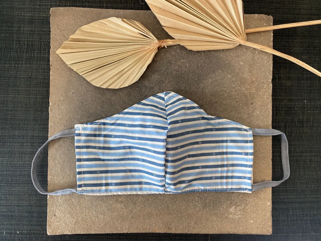 Back to Work Blue x Navy Stripe Masks sold by VPL