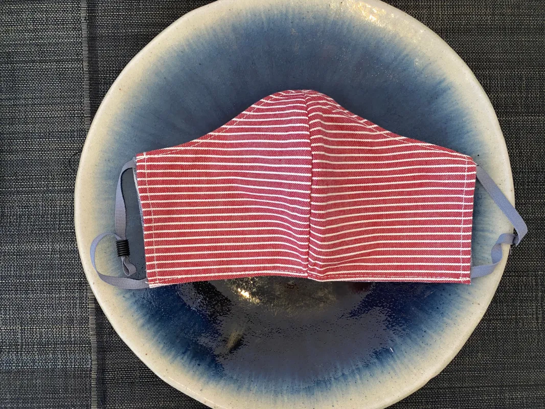 Back to Work Red Stripe Masks sold by VPL