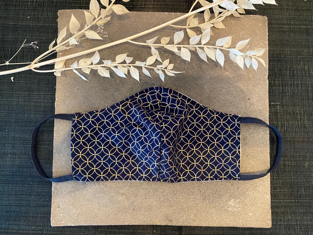 Japanese Cotton Mask (Black Gold Shippo) sold by VPL
