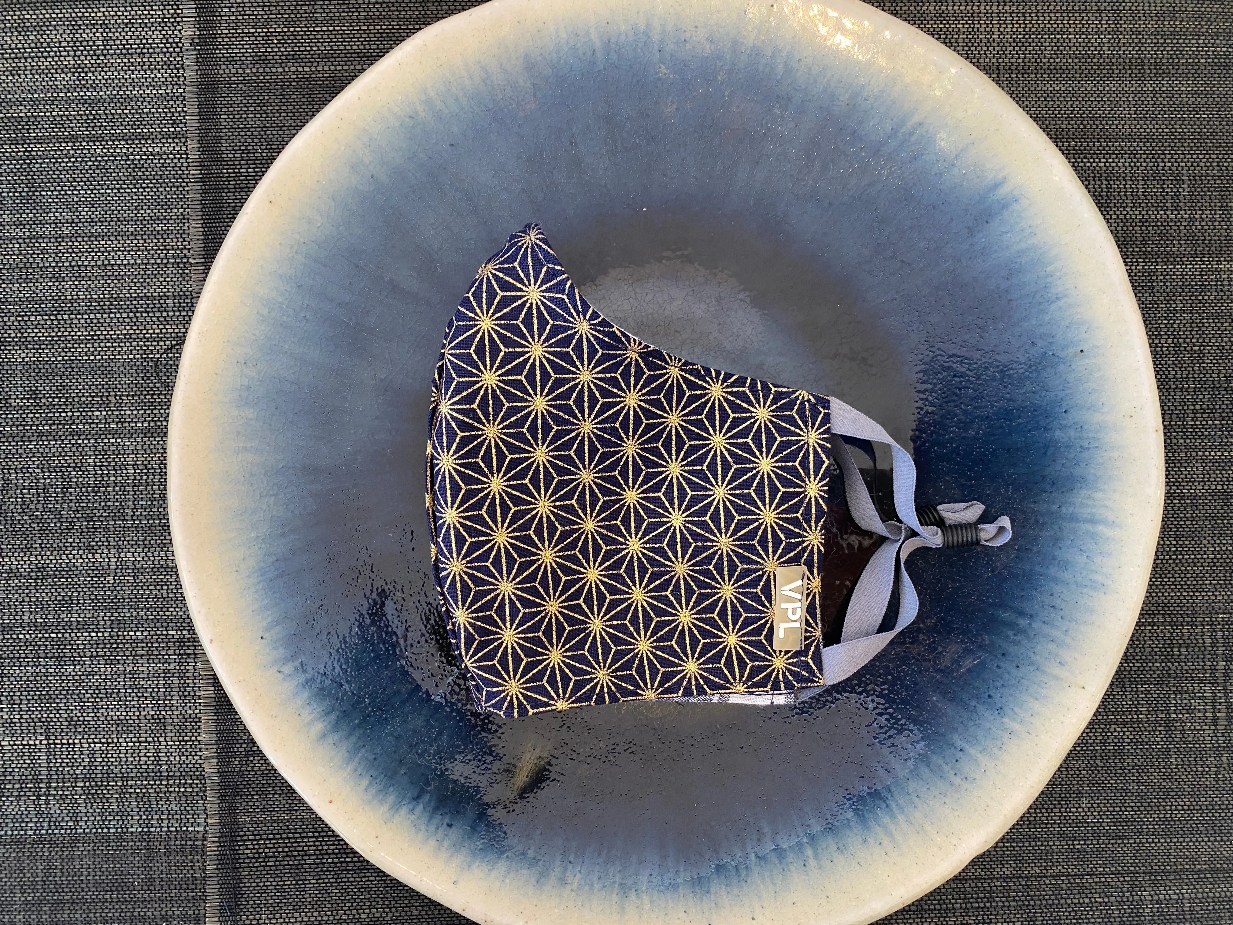 Japanese Cotton Mask (Black Gold Asanoha) sold by VPL product image thumbnail 4