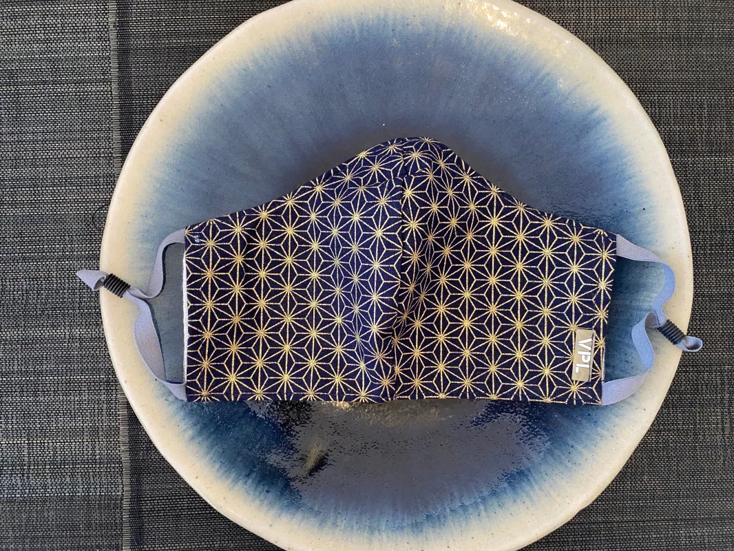 Japanese Cotton Mask (Black Gold Asanoha) sold by VPL