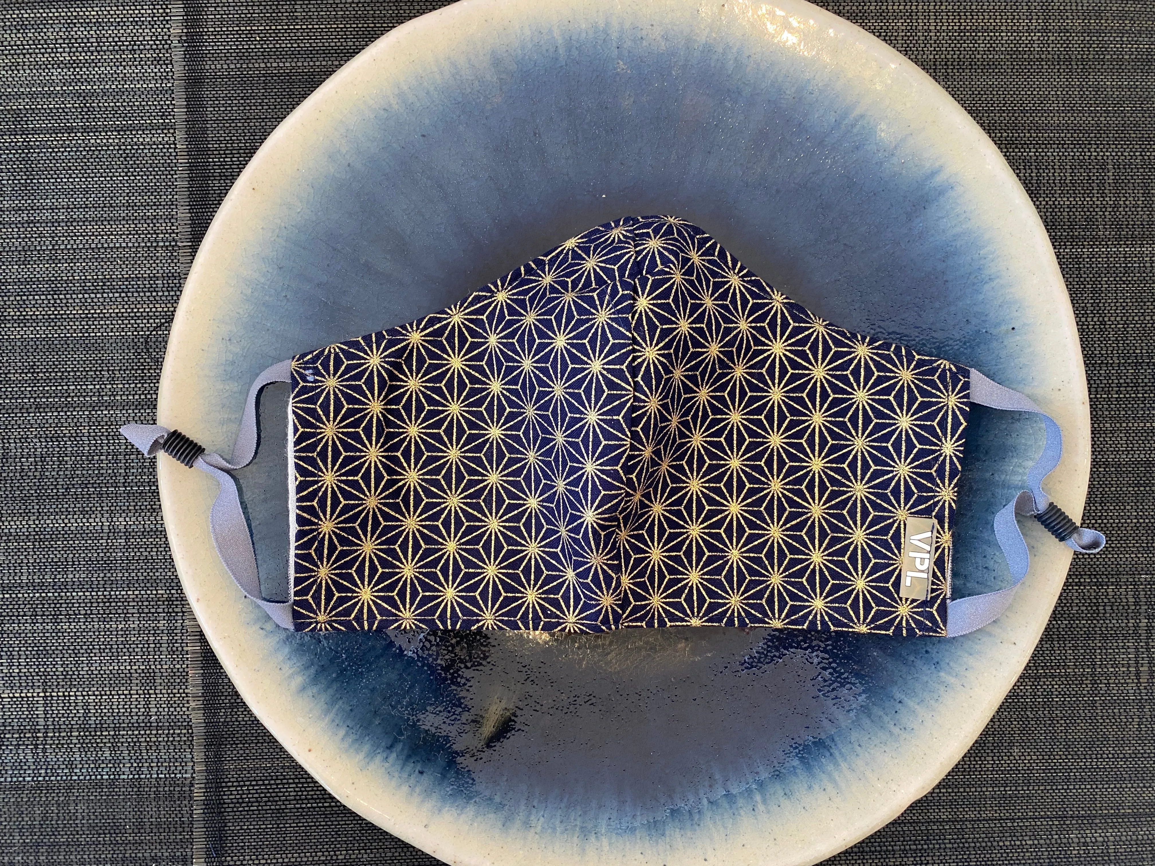 Japanese Cotton Mask (Black Gold Asanoha) sold by VPL