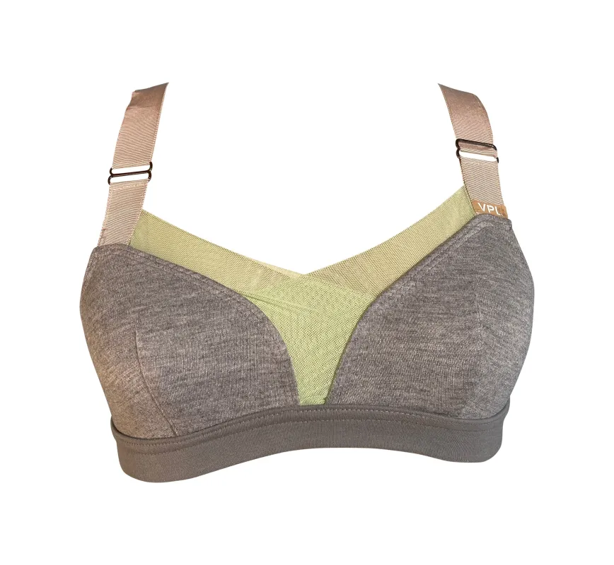 B Bra "Upcycle": Heather Grey/ Mint sold by VPL