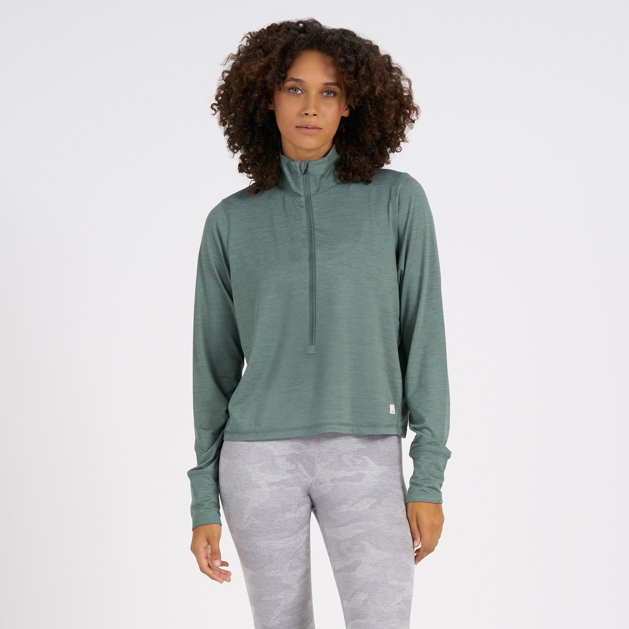 Crescent Half Zip | Kelp Heather sold by Vuori
