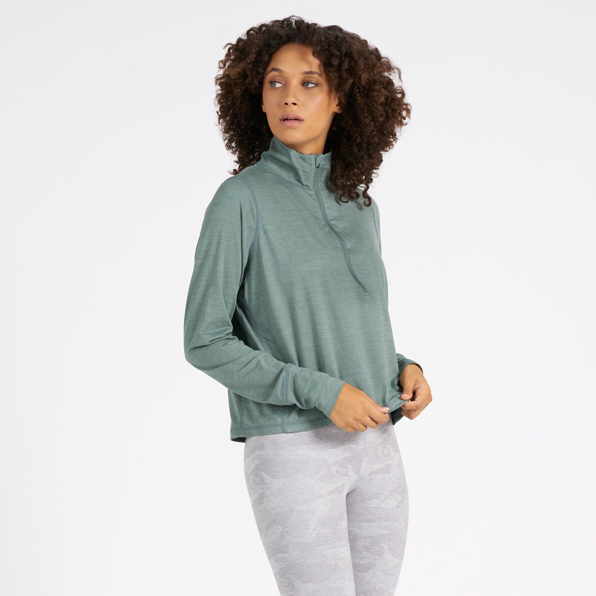 Crescent Half Zip | Kelp Heather sold by Vuori product image thumbnail 2