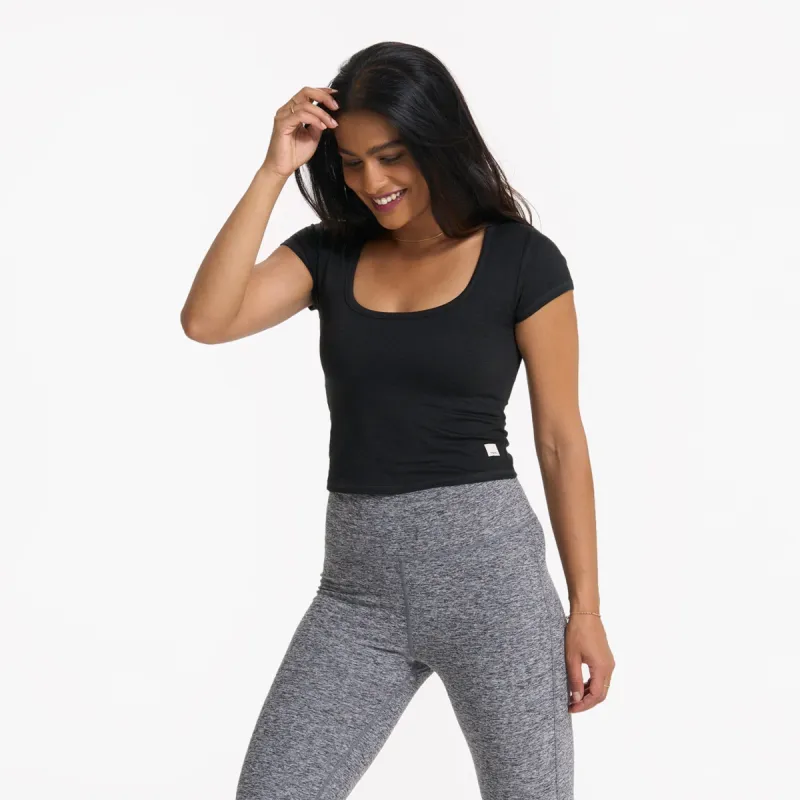 Short Sleeve Halo Crop | Black Heather sold by Vuori