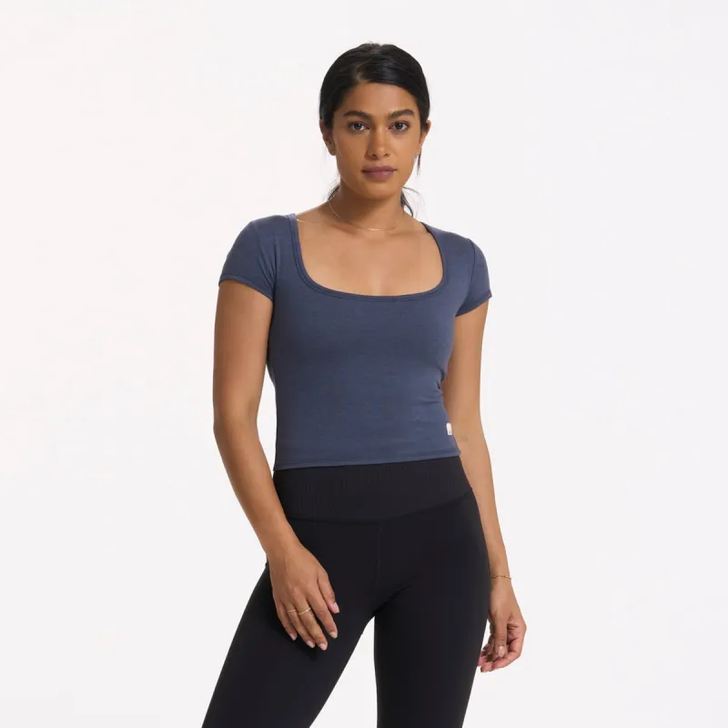 Short Sleeve Halo Crop | Azure Heather sold by Vuori