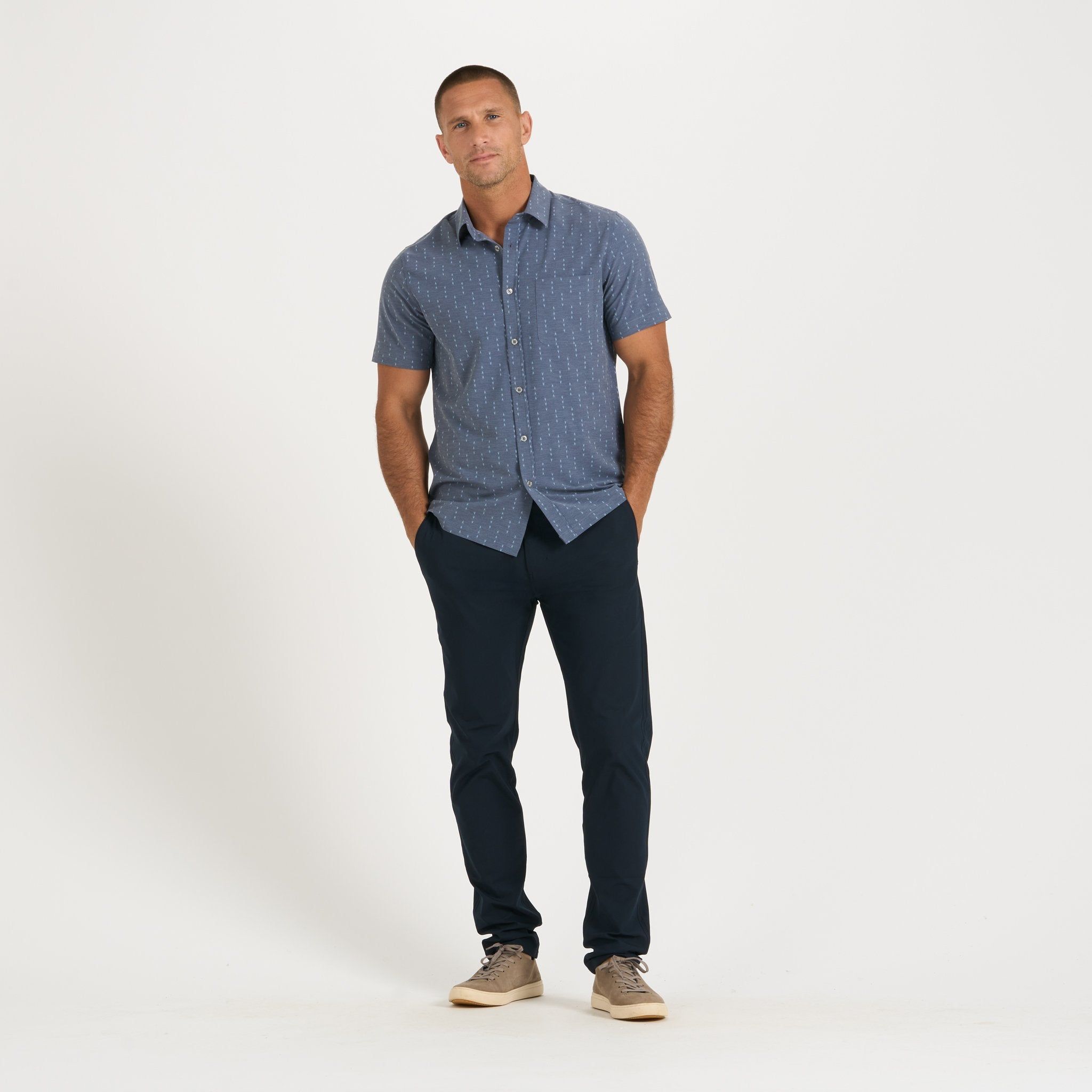 Short-Sleeve Bridge Button Down | Azure Arrows sold by Vuori product image thumbnail 3