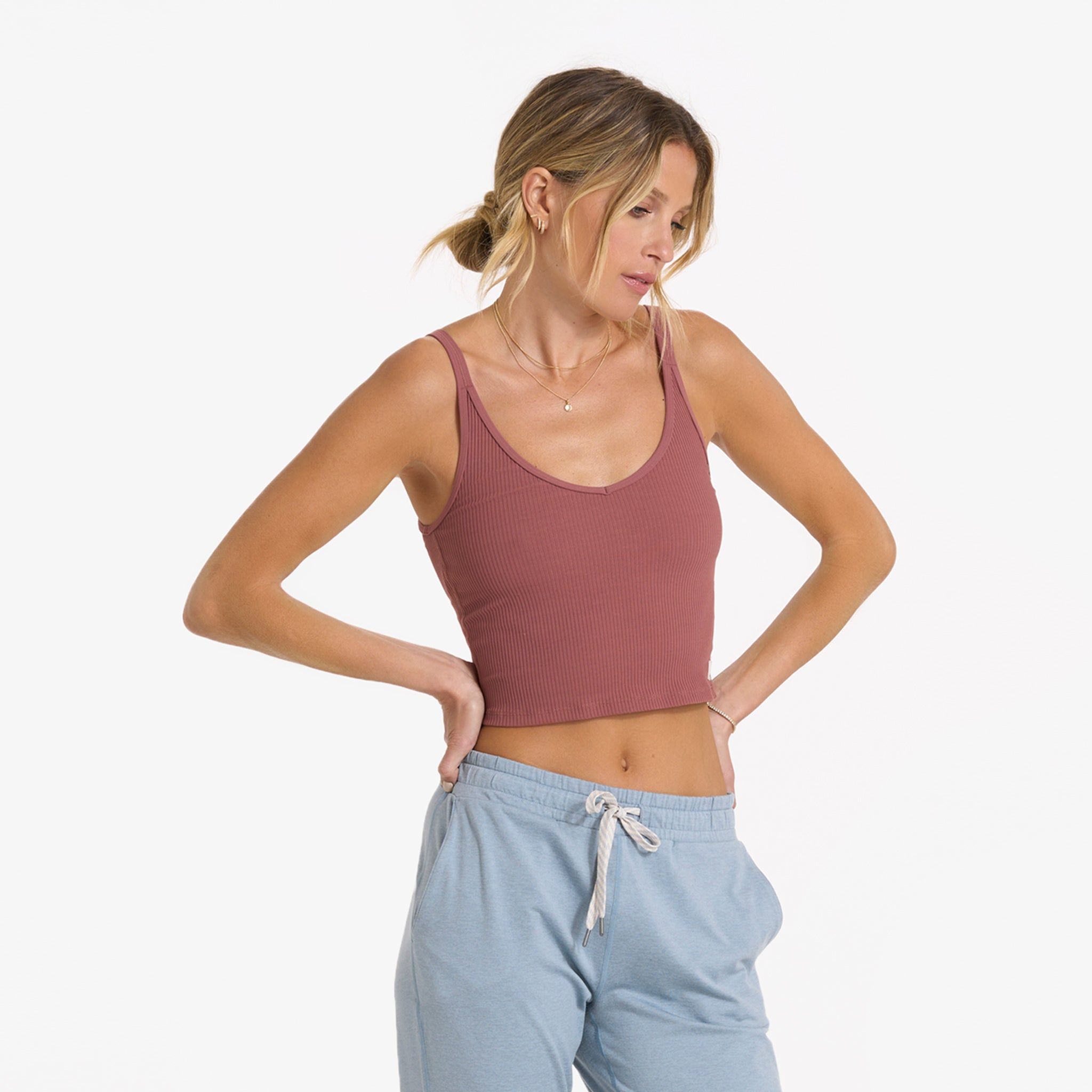 Rib Crop Tank | Rosewood sold by Vuori product image thumbnail 2