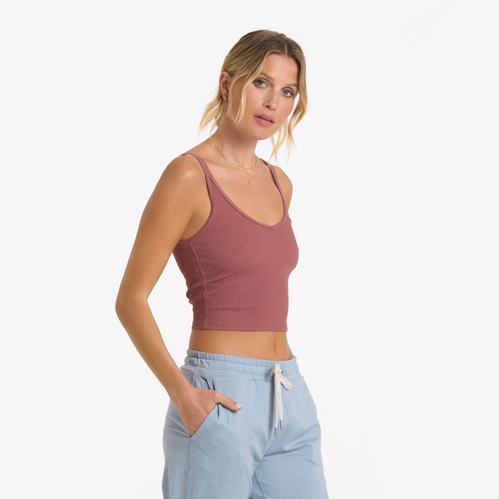Rib Crop Tank | Rosewood sold by Vuori product image thumbnail 4