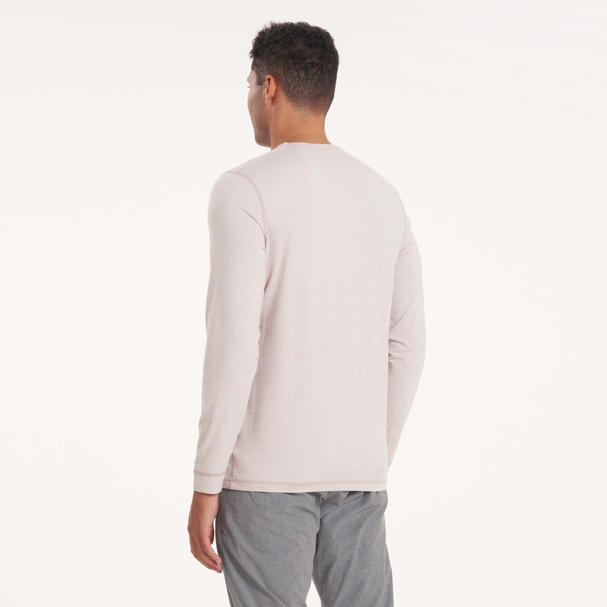 Long-Sleeve Ease Performance Henley | Oyster Heather sold by Vuori product image thumbnail 4