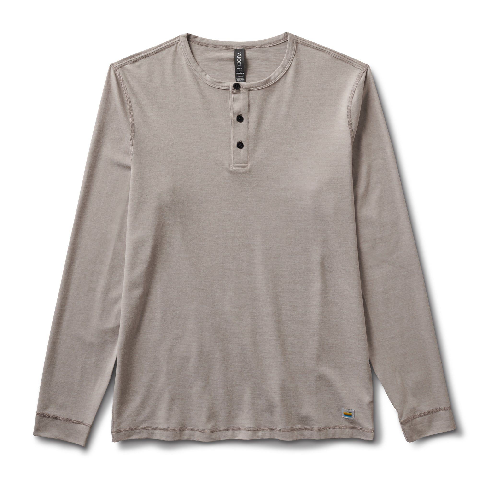 Long-Sleeve Ease Performance Henley | Oyster Heather sold by Vuori