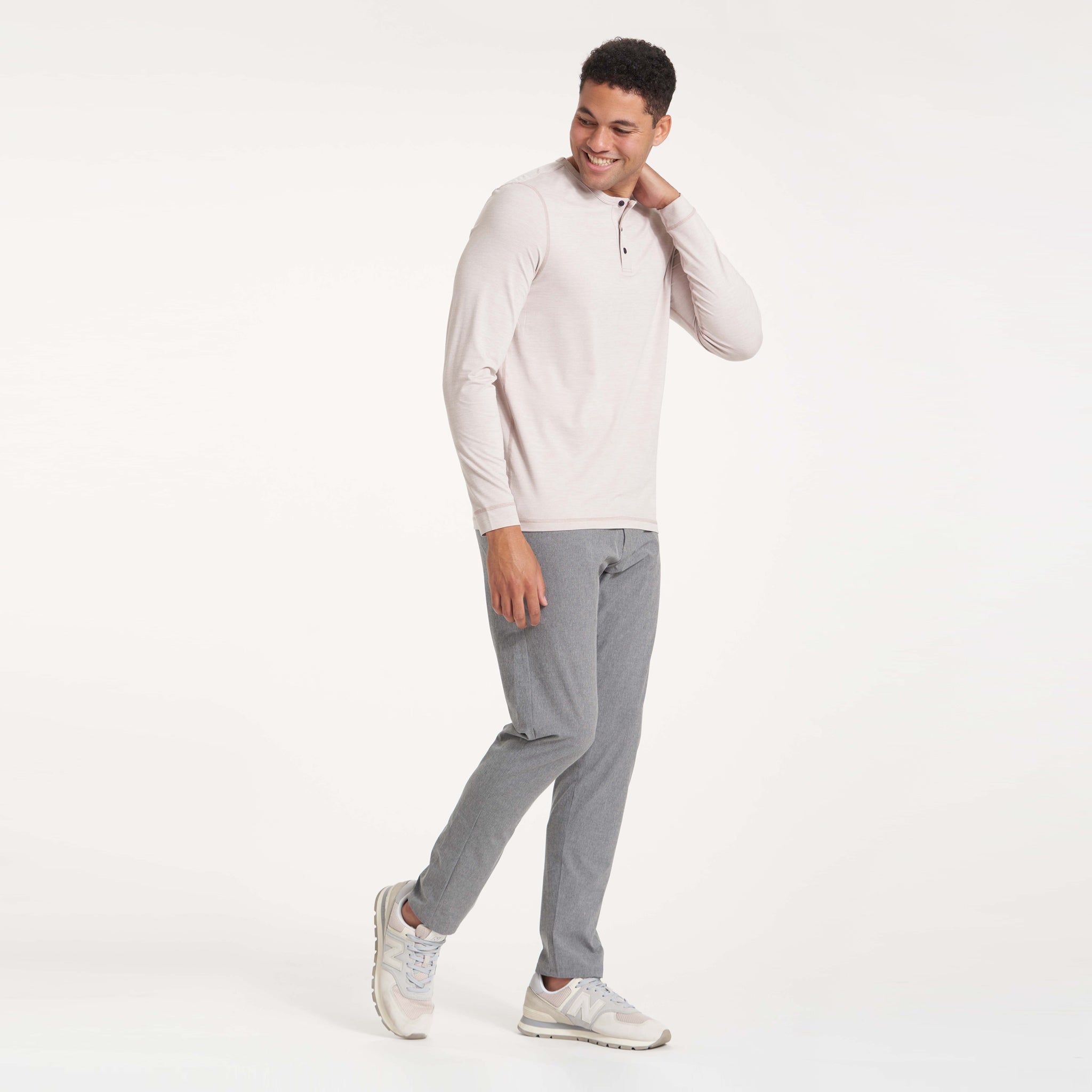 Long-Sleeve Ease Performance Henley | Oyster Heather sold by Vuori product image thumbnail 5