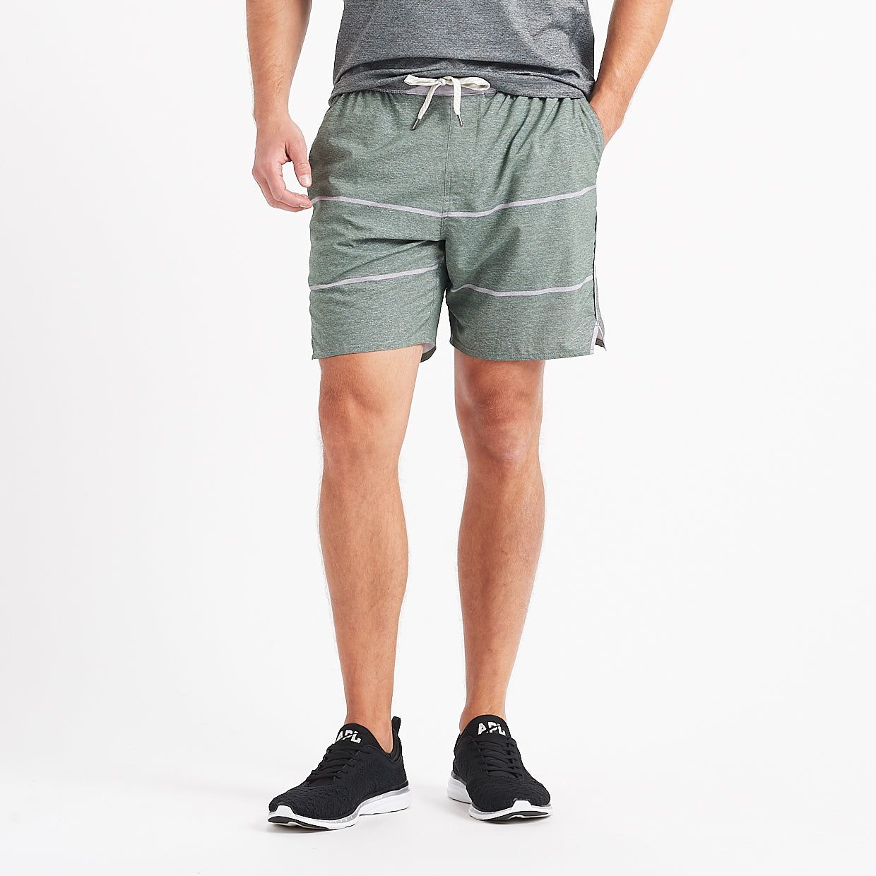 Trail Short | Evergreen Heather Stripe sold by Vuori product image thumbnail 2