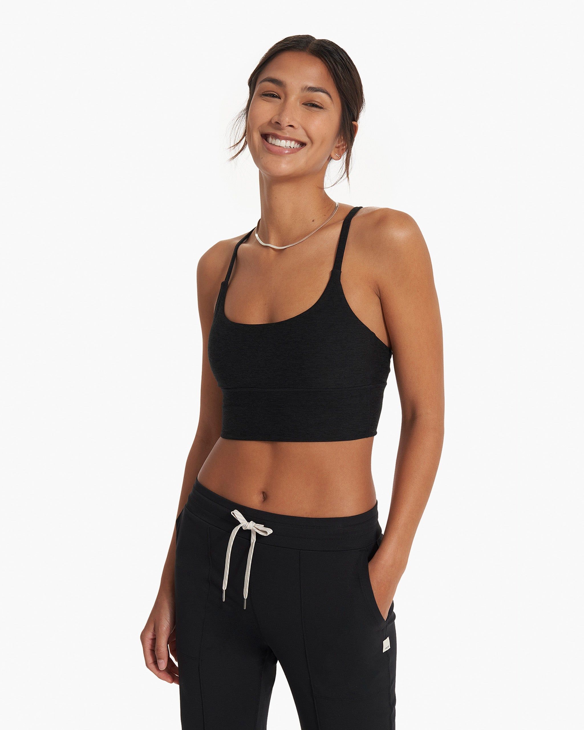Long Line Elevation Bra | Black Heather sold by Vuori
